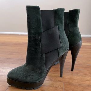 CASADEI Emerald green-suede heeled bootie, Genuine Leather, New, size 6.5, fits6